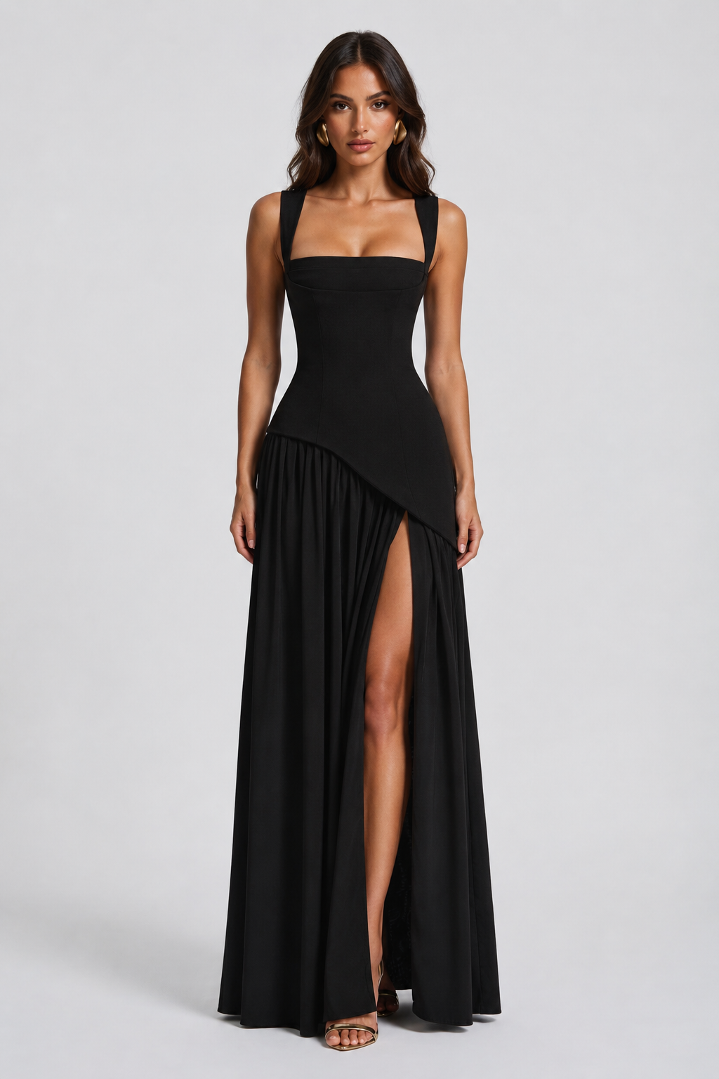 Women’s Draped Maxi Dress with Slit