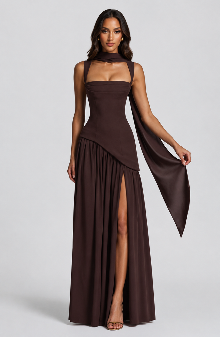 Women’s Draped Maxi Dress with Slit