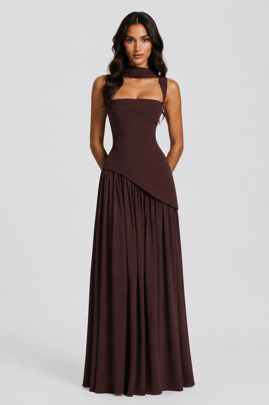 Women’s Draped Maxi Dress with Slit