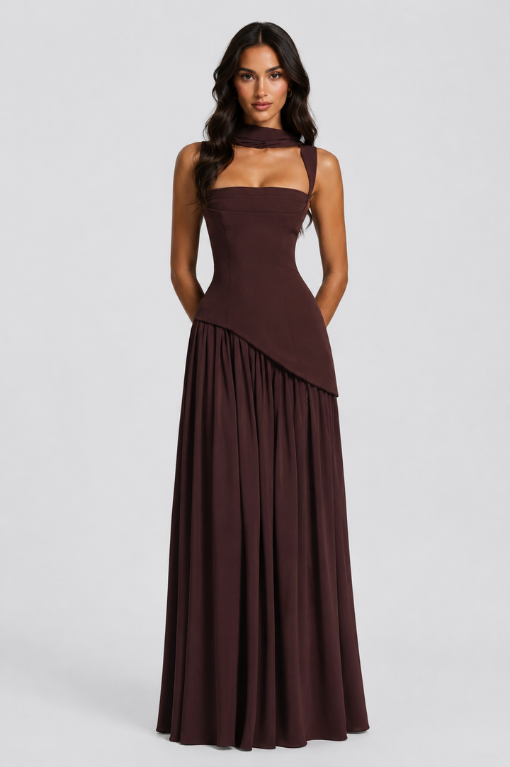 Women’s Draped Maxi Dress with Slit