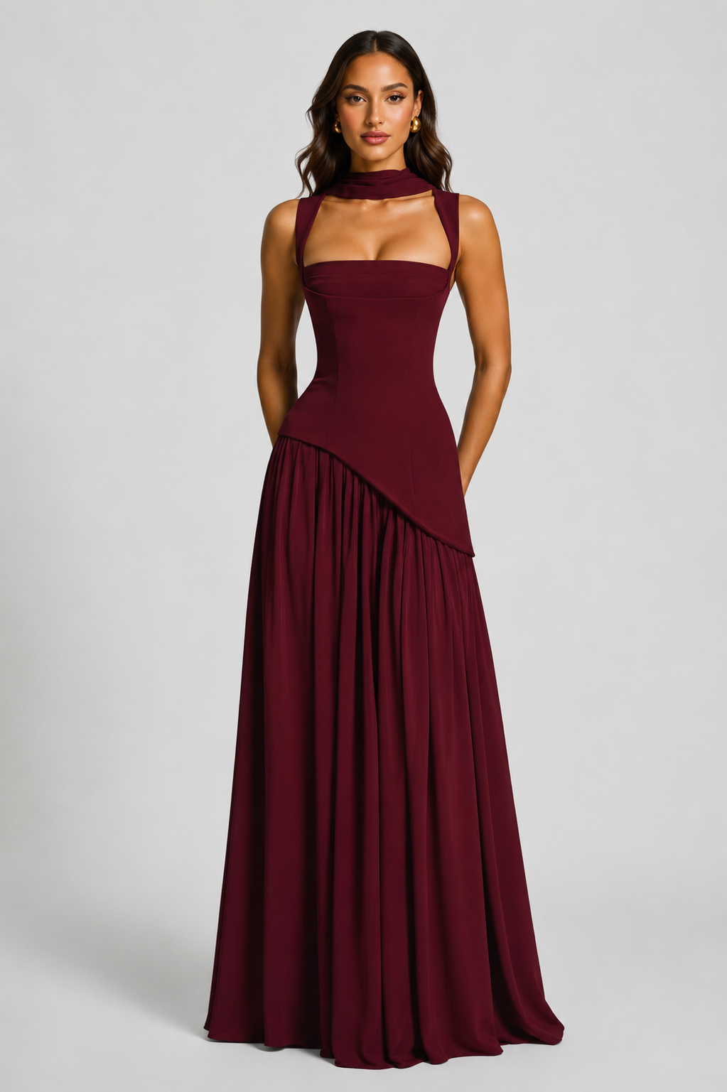 Women’s Draped Maxi Dress with Slit
