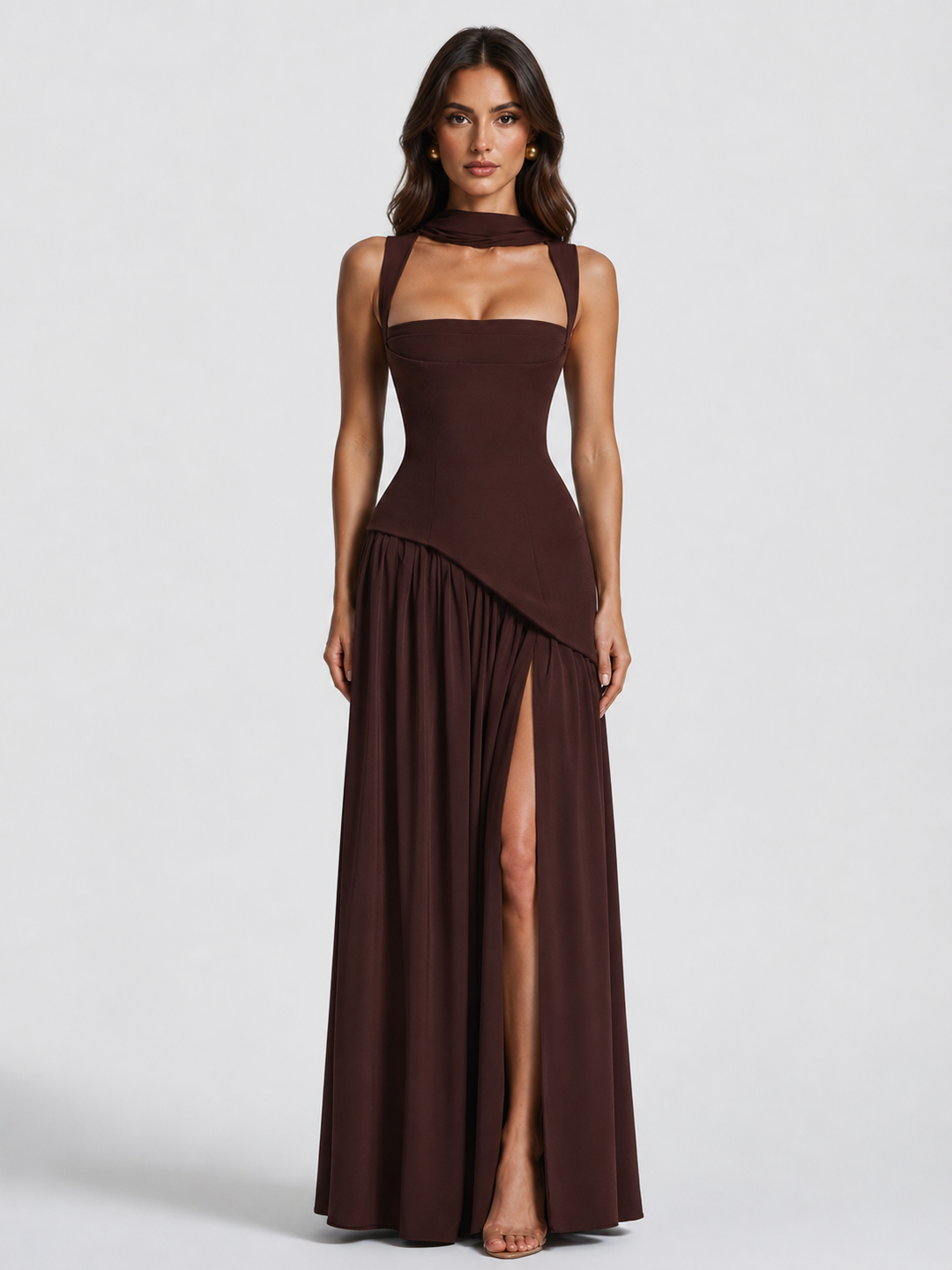 Women’s Draped Maxi Dress with Slit
