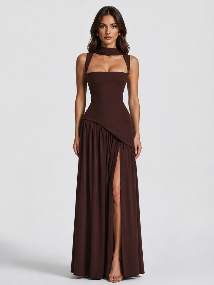 Women’s Draped Maxi Dress with Slit