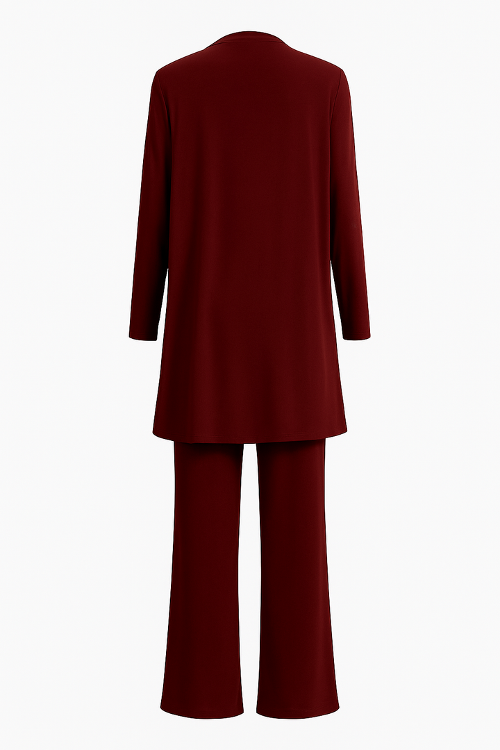 Women's Elegant 3-Piece Set with Long Cardigan for Office