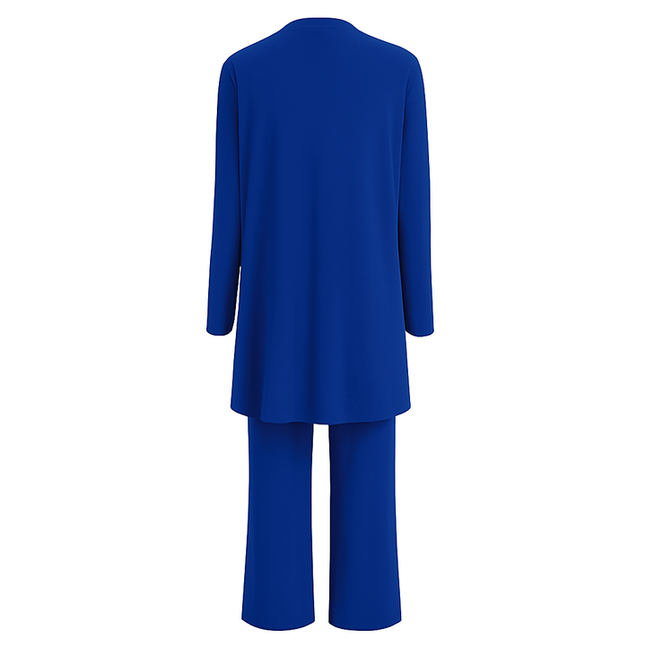 Women's Elegant 3-Piece Set with Long Cardigan for Office