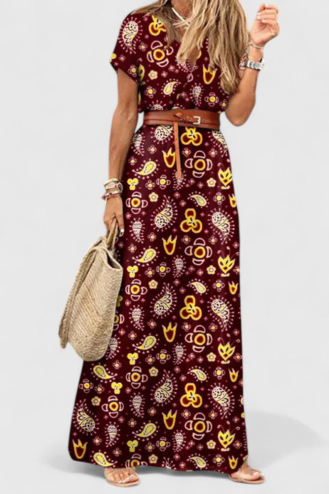 Women's Elegant A-Line Maxi Dress with Slit for Cocktail