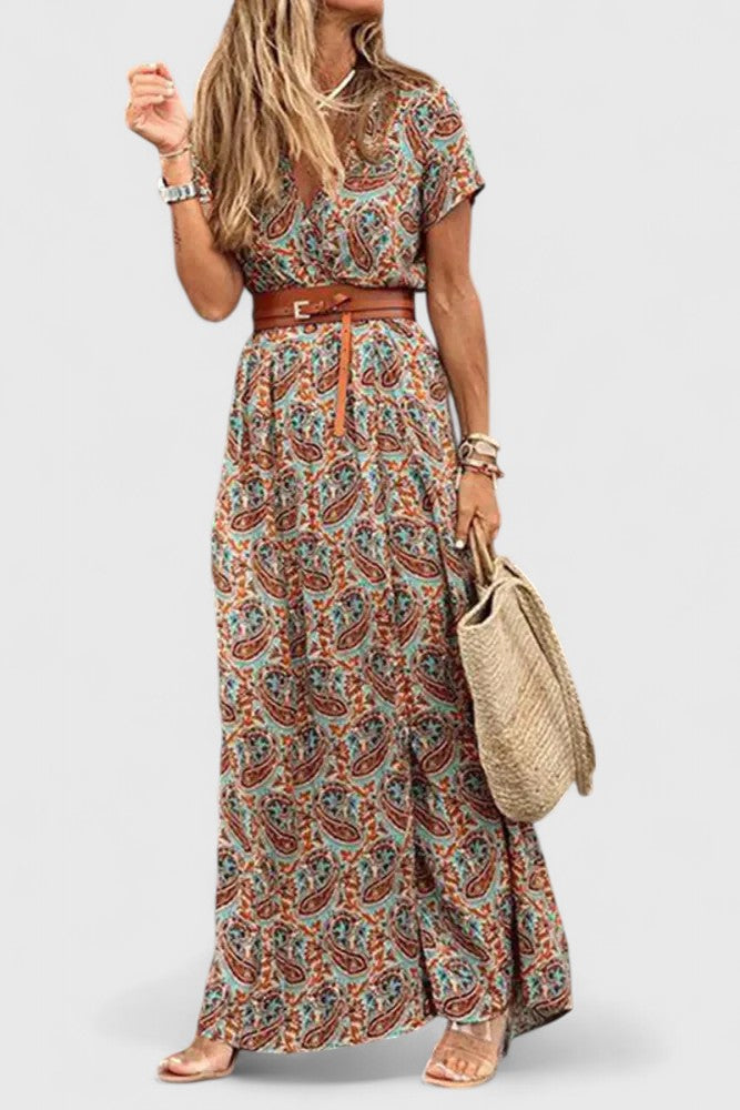 Women's Elegant A-Line Maxi Dress with Slit for Cocktail