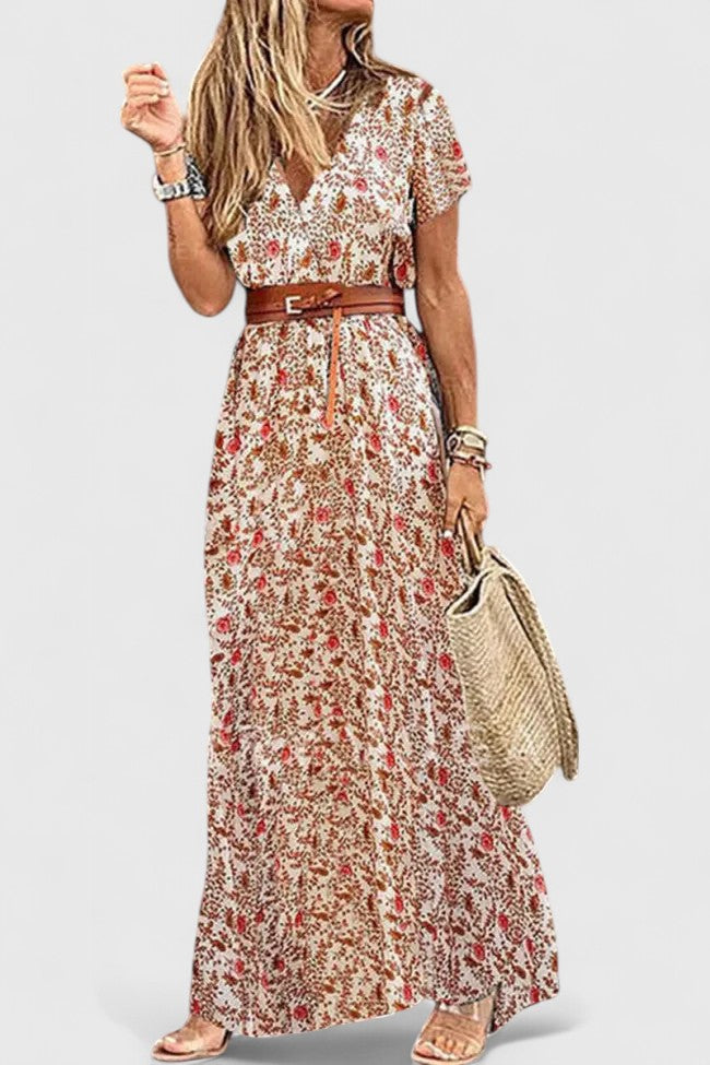 Women's Elegant A-Line Maxi Dress with Slit for Cocktail