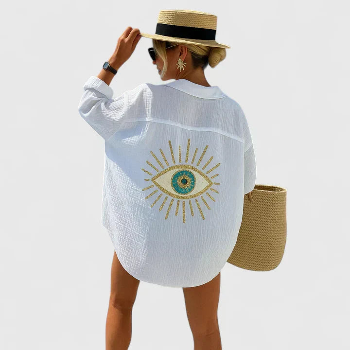 Women's Elegant Blouse with Back Embroidery for Summer