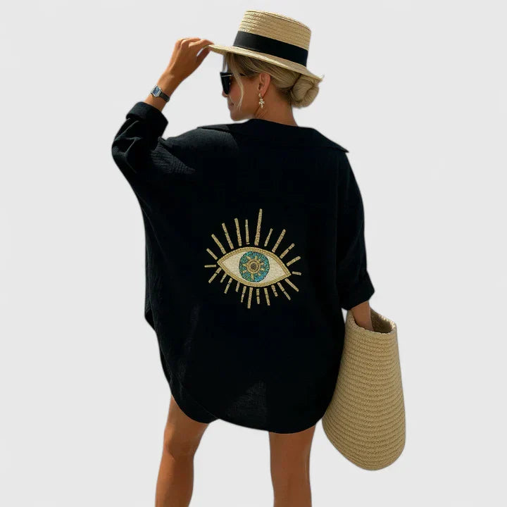 Women's Elegant Blouse with Back Embroidery for Summer