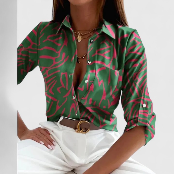 Women's Elegant Blouse with Printed Design for Work