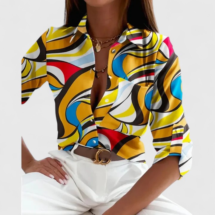 Women's Elegant Blouse with Printed Design for Work