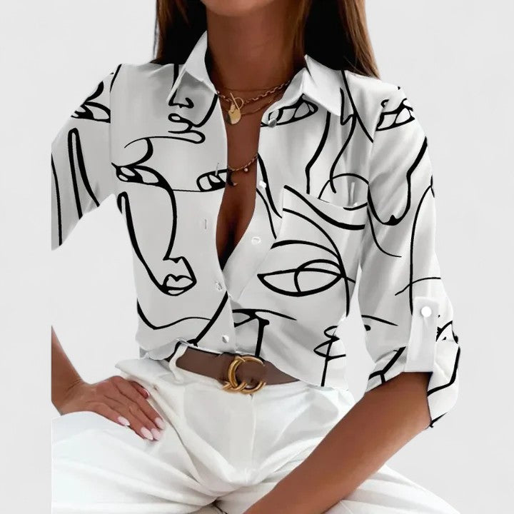 Women's Elegant Blouse with Printed Design for Work