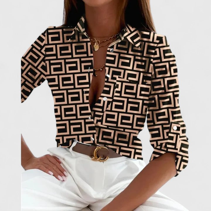 Women's Elegant Blouse with Printed Design for Work