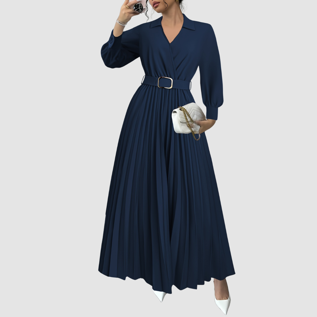 Women's Elegant Dress with Belt for Formal Events