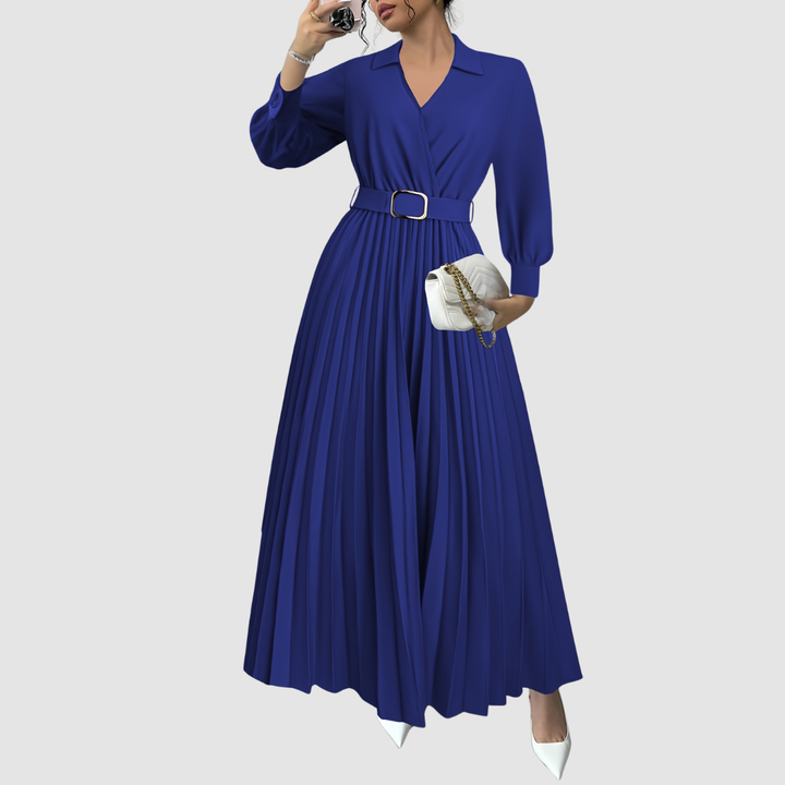 Women's Elegant Dress with Belt for Formal Events