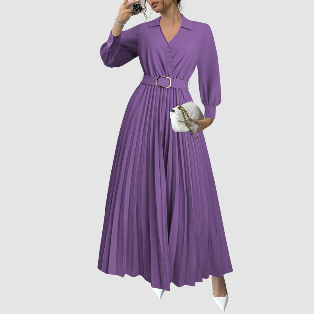Women's Elegant Dress with Belt for Formal Events