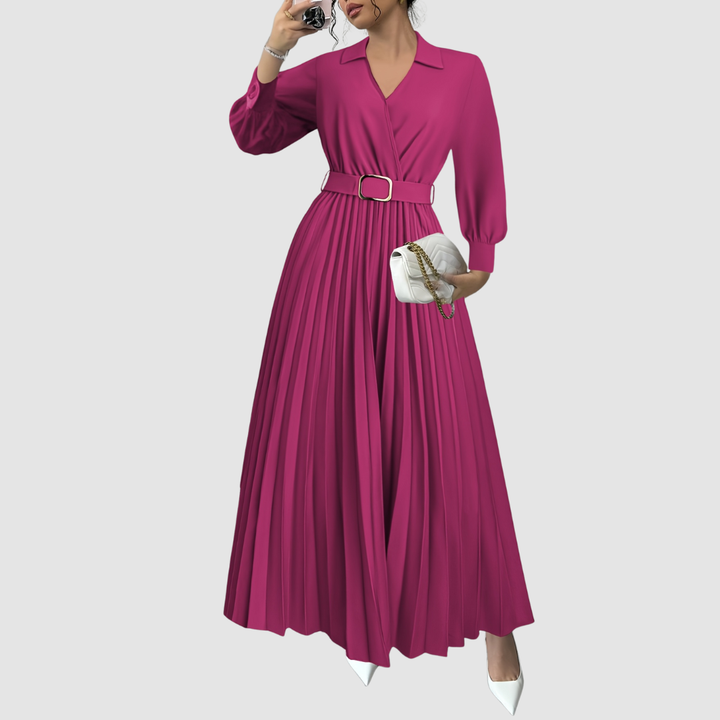 Women's Elegant Dress with Belt for Formal Events