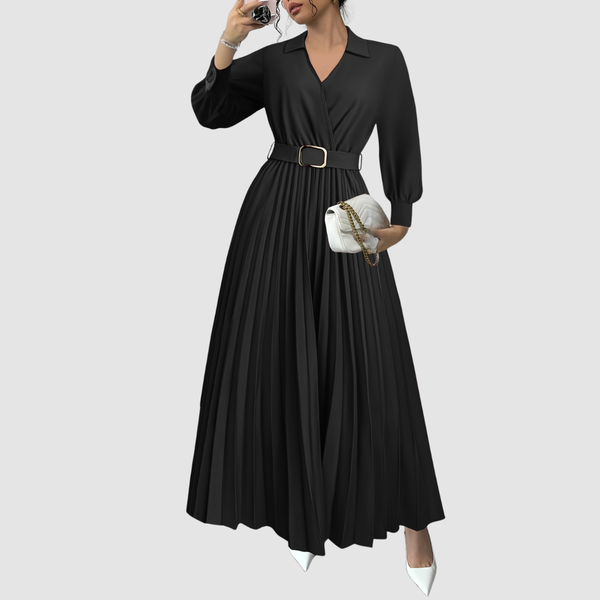 Women's Elegant Dress with Belt for Formal Events