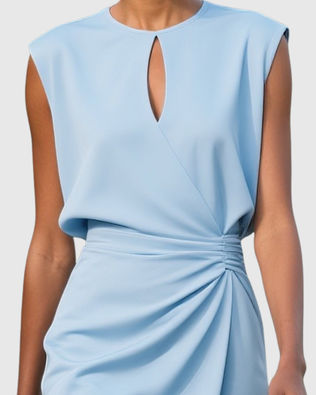 Women's Elegant Dress with Gathered Side Detail for Work