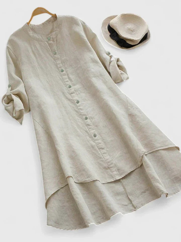 Women's Elegant Dress with High-Low Hem for Daytime Wear