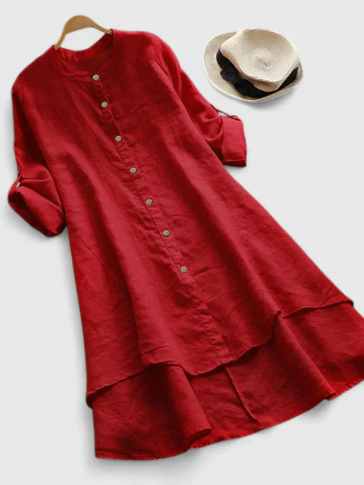 Women's Elegant Dress with High-Low Hem for Daytime Wear