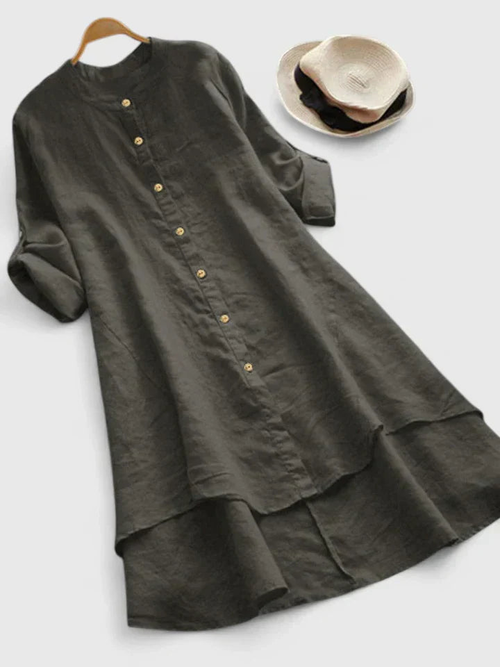 Women's Elegant Dress with High-Low Hem for Daytime Wear