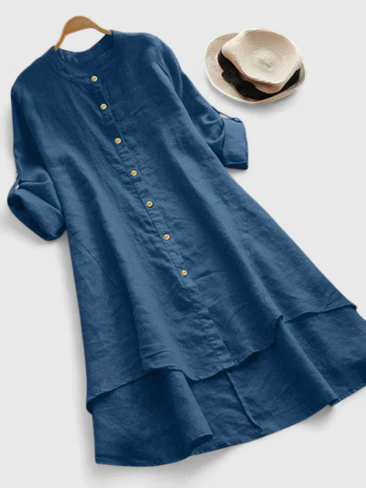 Women's Elegant Dress with High-Low Hem for Daytime Wear