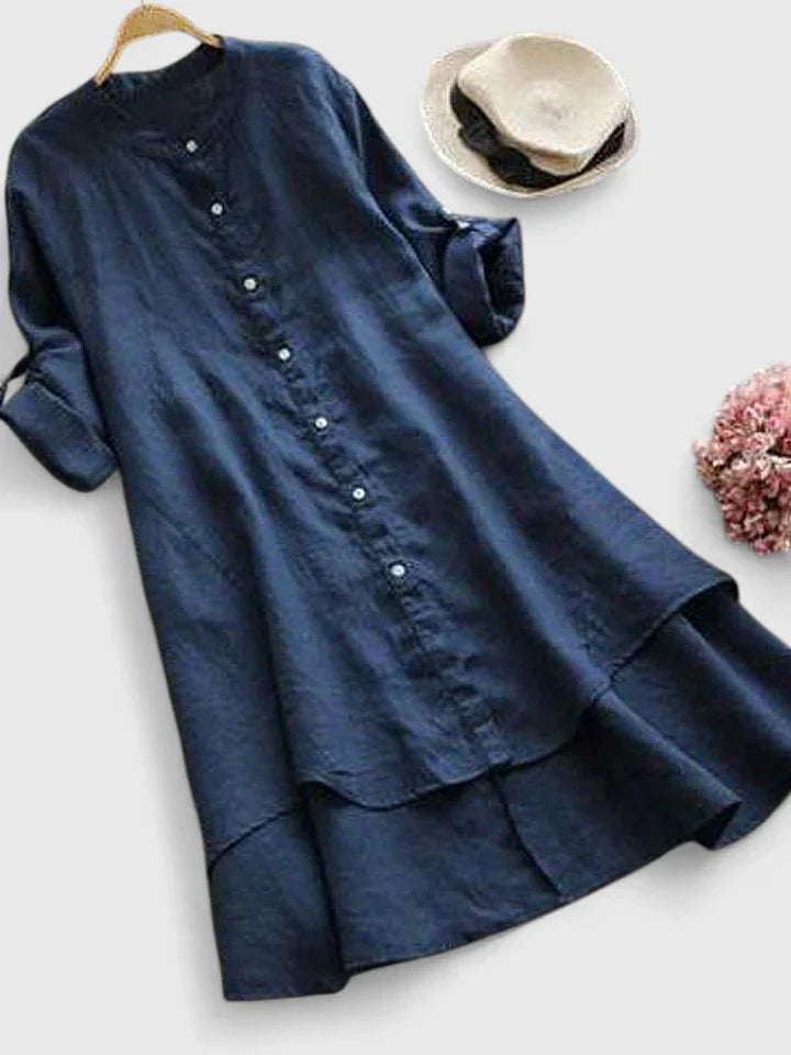 Women's Elegant Dress with High-Low Hem for Daytime Wear