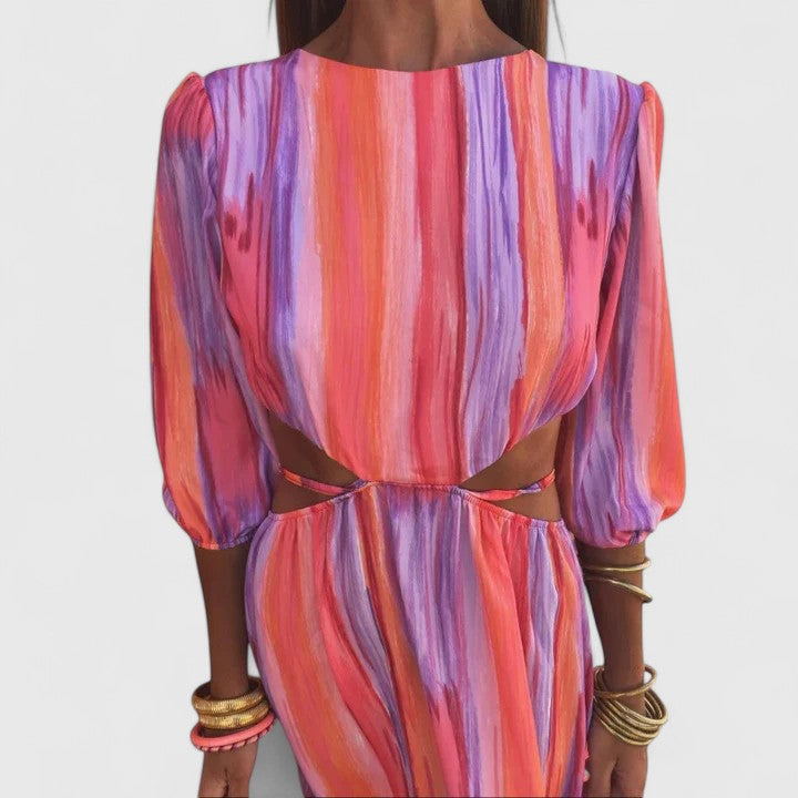 Women's Elegant Dress with Side Cut-Outs for Occasions