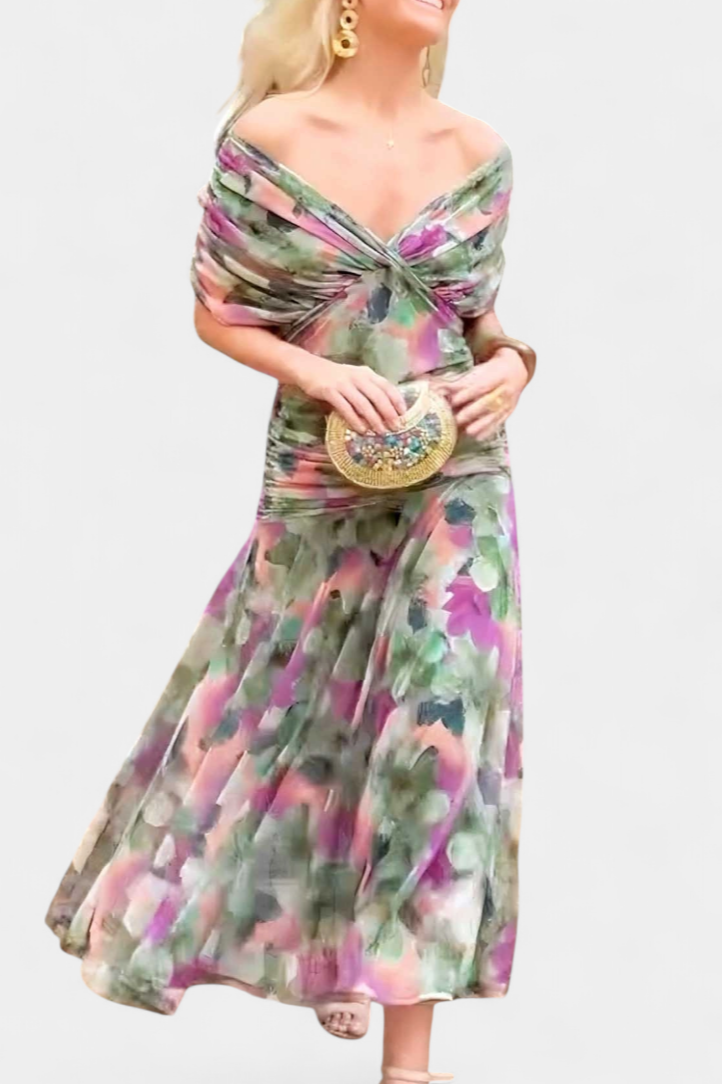 Women's Elegant Dress with off-the-shoulder drape for events
