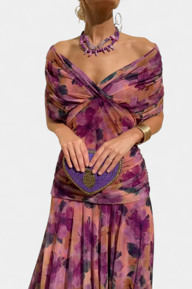 Women's Elegant Dress with off-the-shoulder drape for events