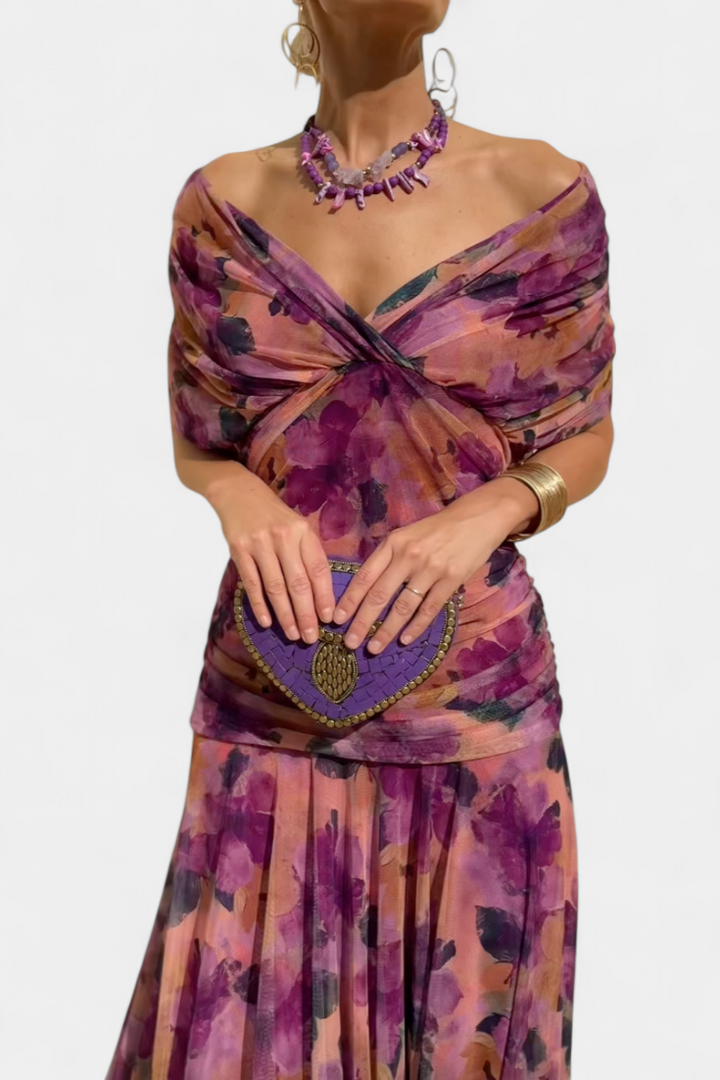 Women's Elegant Dress with off-the-shoulder drape for events