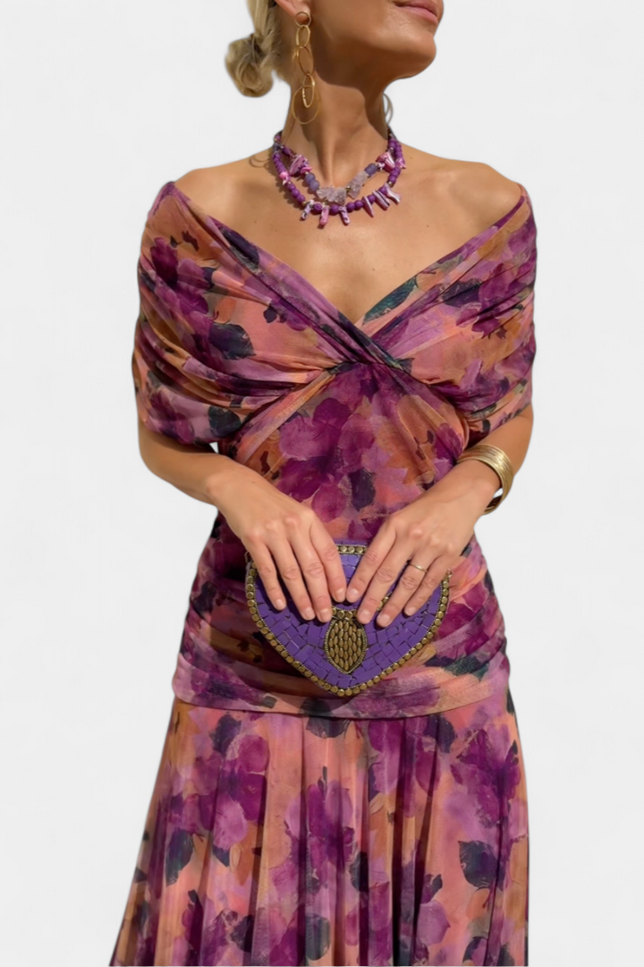 Women's Elegant Dress with off-the-shoulder drape for events