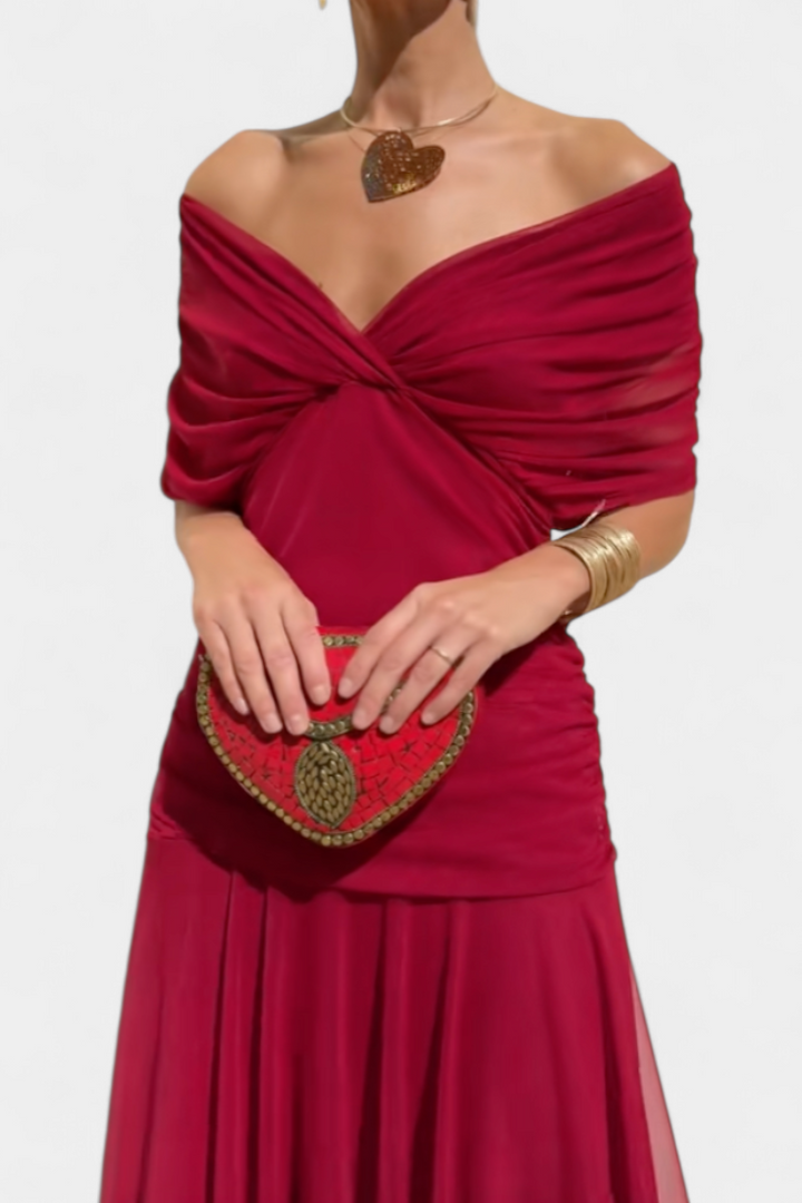 Women's Elegant Dress with off-the-shoulder drape for events