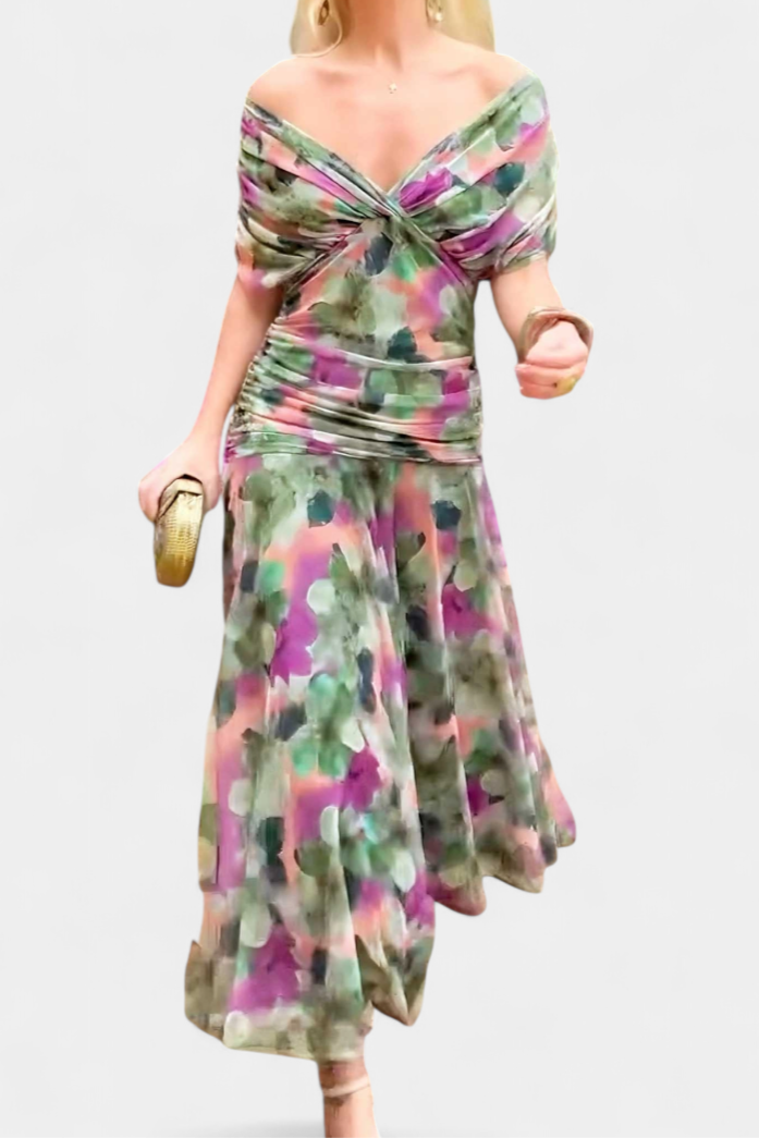 Women's Elegant Dress with off-the-shoulder drape for events