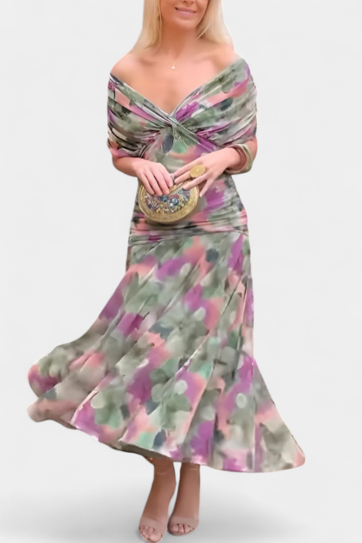 Women's Elegant Dress with off-the-shoulder drape for events