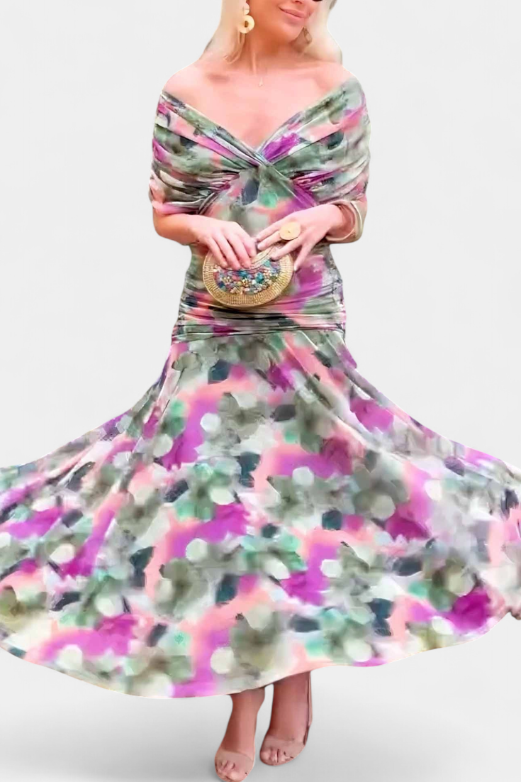 Women's Elegant Dress with off-the-shoulder drape for events