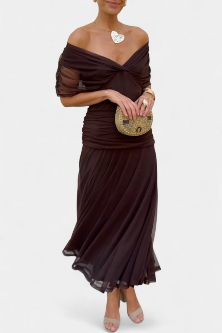 Women's Elegant Dress with off-the-shoulder drape for events