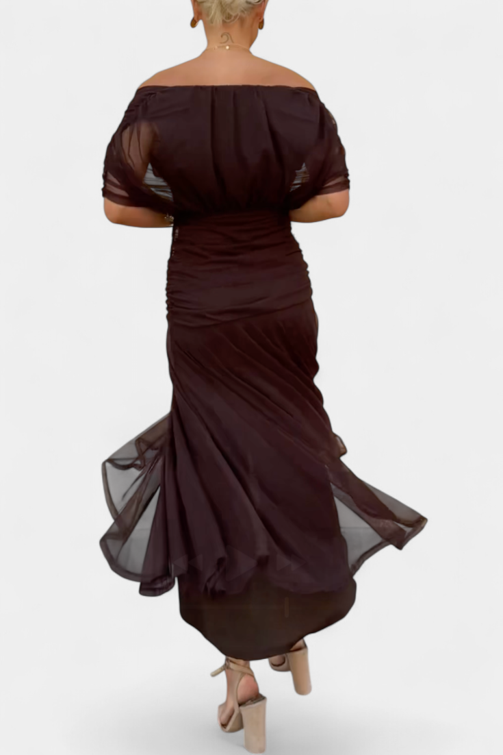 Women's Elegant Dress with off-the-shoulder drape for events