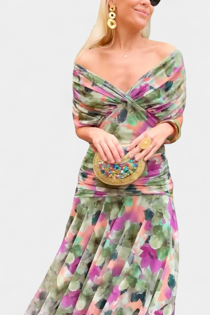 Women's Elegant Dress with off-the-shoulder drape for events