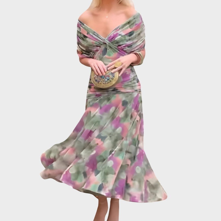 Women's Elegant Dress with off-the-shoulder drape for events