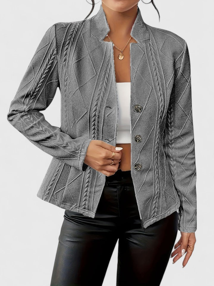 Women's Elegant Jacket with Raised Geometric Texture Daywear
