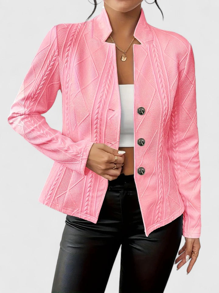 Women's Elegant Jacket with Raised Geometric Texture Daywear