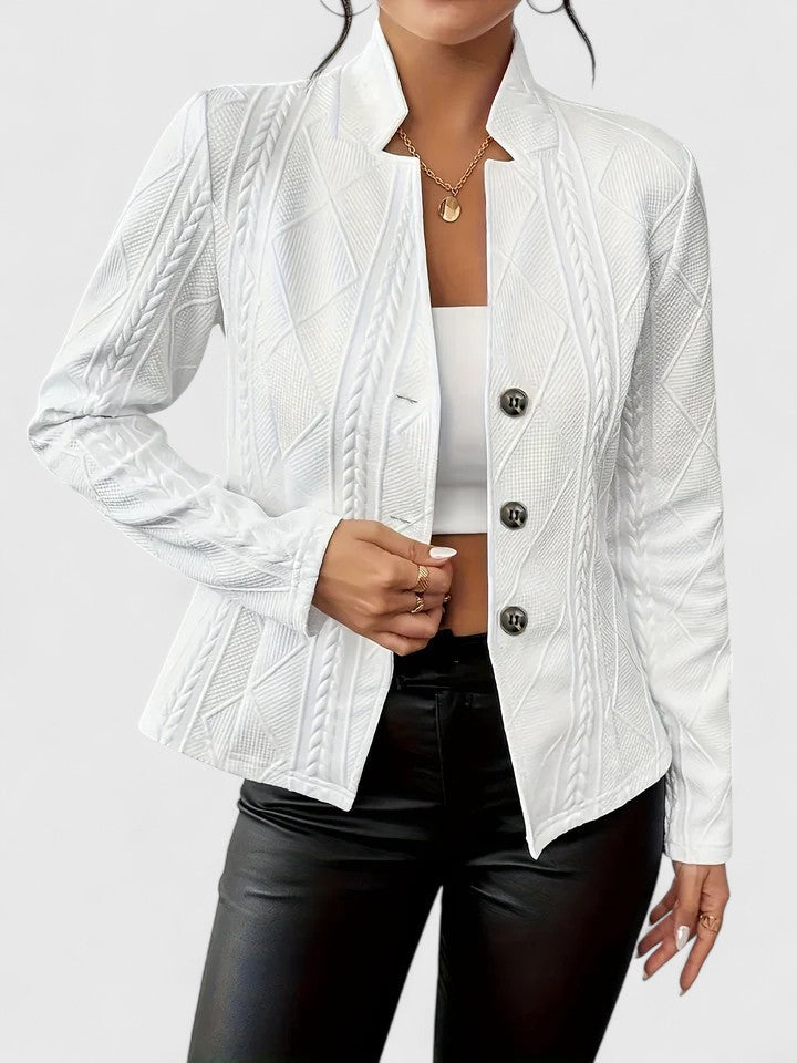 Women's Elegant Jacket with Raised Geometric Texture Daywear