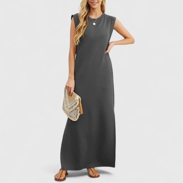 Women's Elegant Maxi Dress with Side Slit for Sunny Day Out