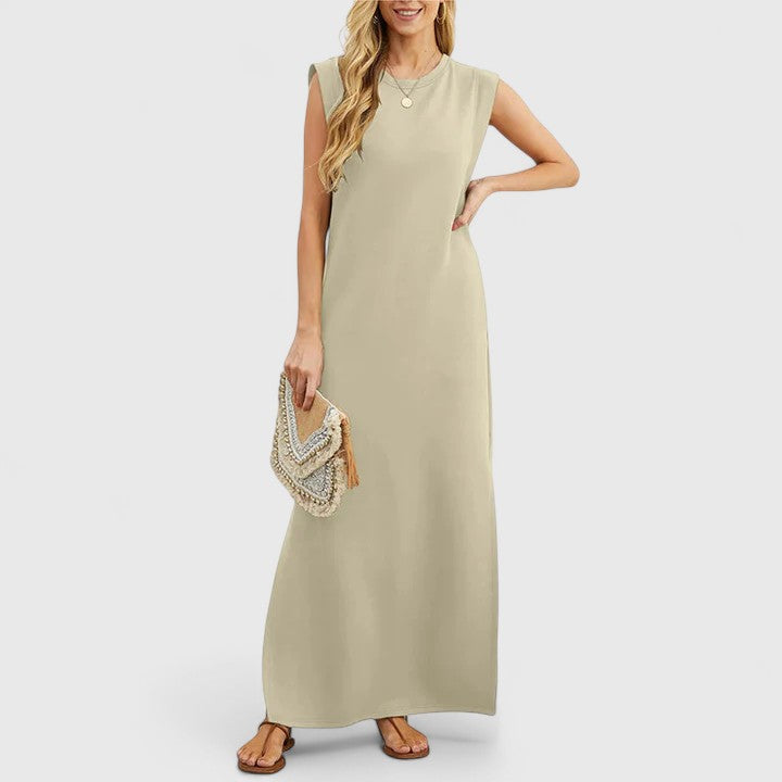 Women's Elegant Maxi Dress with Side Slit for Sunny Day Out