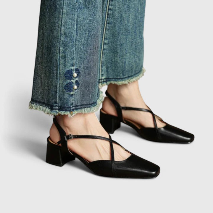 Women's Elegant Sandals with Cross Straps for Evening