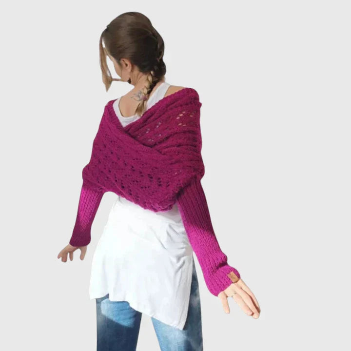 Women's Elegant Scarf with Cable Knit for Winter Layering