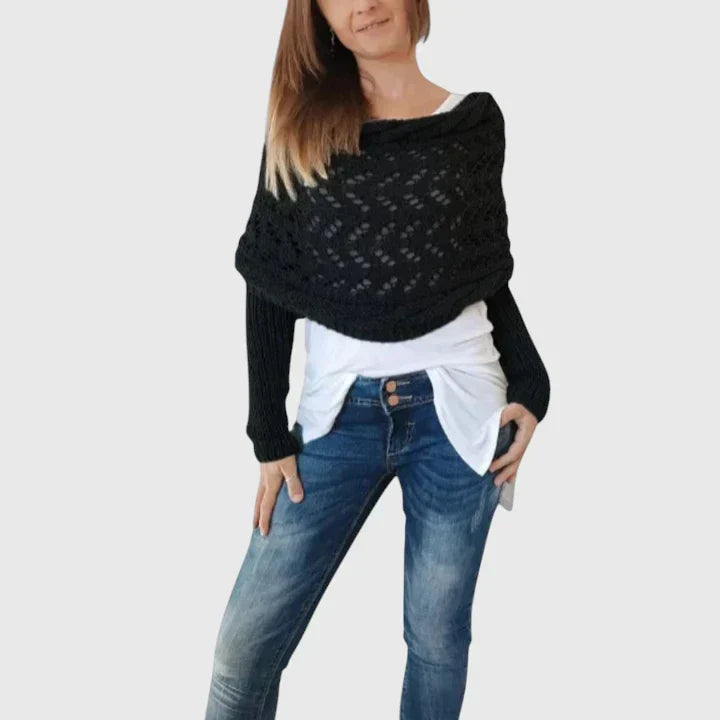 Women's Elegant Scarf with Cable Knit for Winter Layering